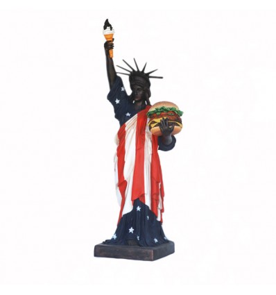 ESTATUA DE LA LIBERTAD CON HAMBURGUESA