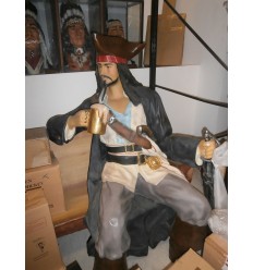 SEATED PIRATE WITH A BEER